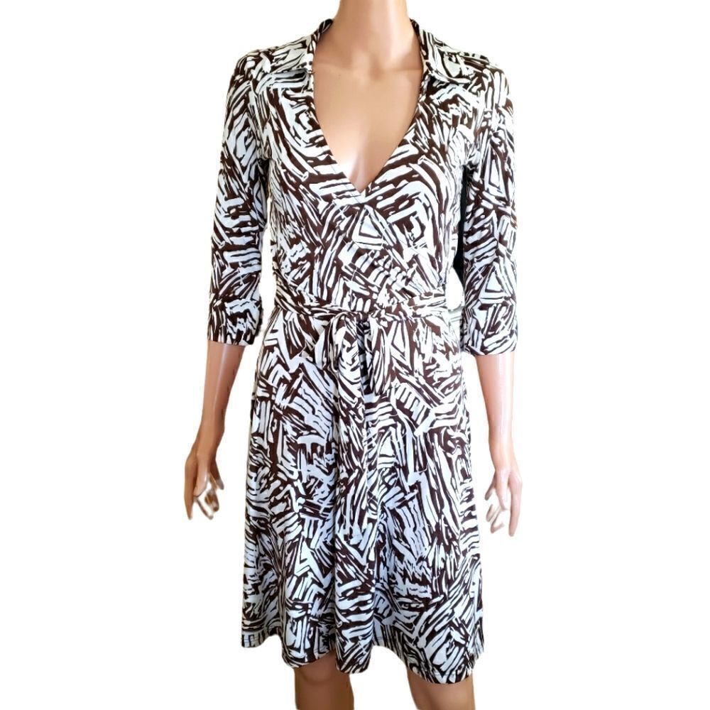 Forever Animal Print Crossover 3/4 Sleeve Dress Sz XS